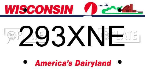293XNE Wisconsin License Plate