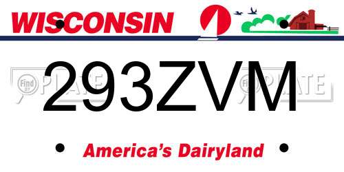 293ZVM Wisconsin License Plate