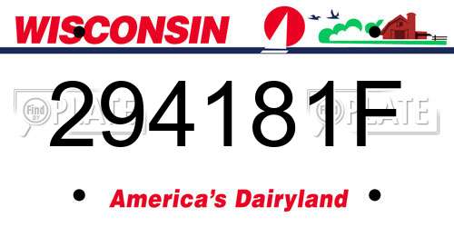 294181F Wisconsin License Plate