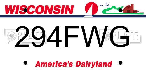 294FWG Wisconsin License Plate
