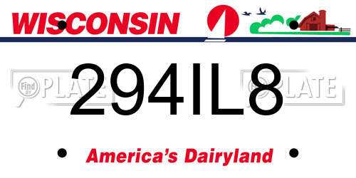 294IL8 Wisconsin License Plate