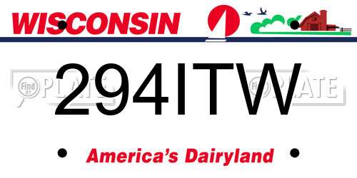 294ITW Wisconsin License Plate