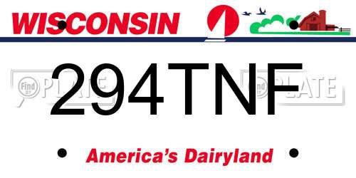 294TNF Wisconsin License Plate