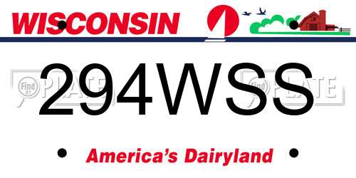 294WSS Wisconsin License Plate