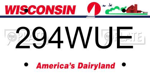 294WUE Wisconsin License Plate