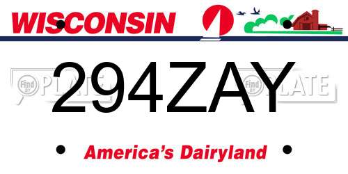294ZAY Wisconsin License Plate