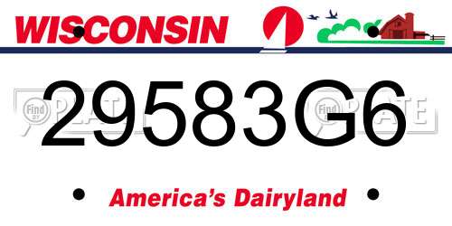 29583G6 Wisconsin License Plate