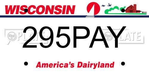 295PAY Wisconsin License Plate