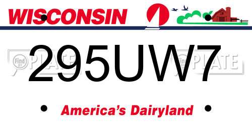 295UW7 Wisconsin License Plate