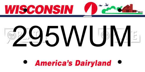 295WUM Wisconsin License Plate