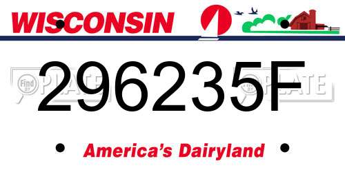 296235F Wisconsin License Plate