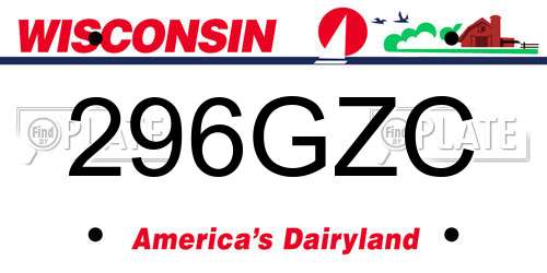 296GZC Wisconsin License Plate