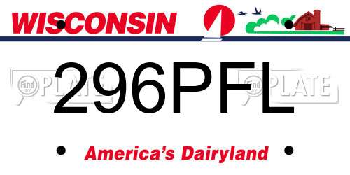 296PFL Wisconsin License Plate