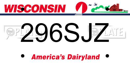 296SJZ Wisconsin License Plate