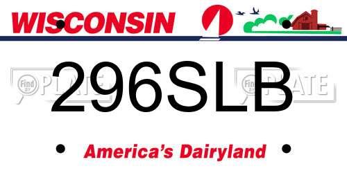 296SLB Wisconsin License Plate