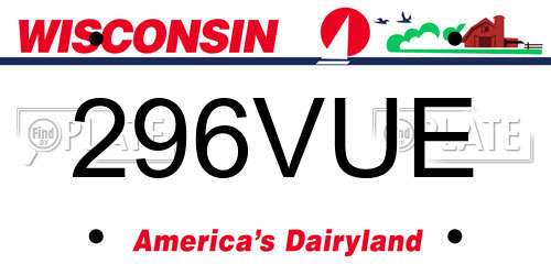 296VUE Wisconsin License Plate