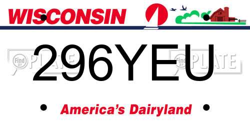 296YEU Wisconsin License Plate