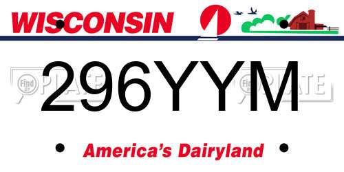 296YYM Wisconsin License Plate