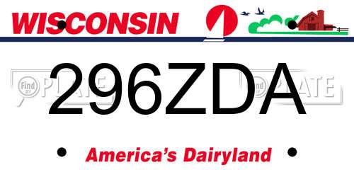 296ZDA Wisconsin License Plate