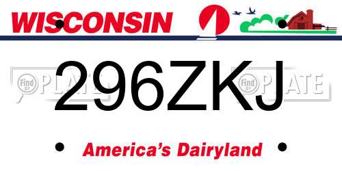296ZKJ Wisconsin License Plate