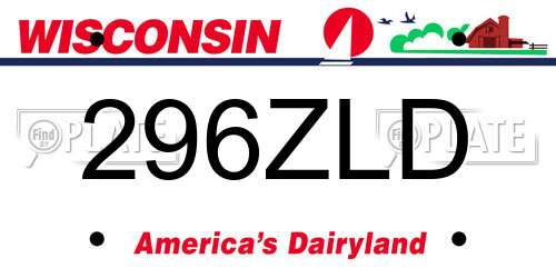 296ZLD Wisconsin License Plate