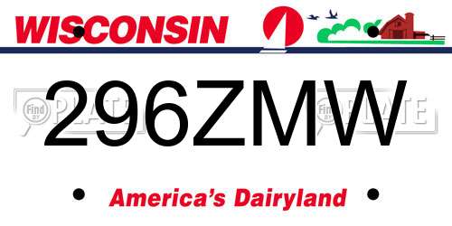 296ZMW Wisconsin License Plate