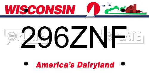 296ZNF Wisconsin License Plate