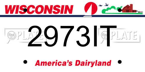 2973IT Wisconsin License Plate