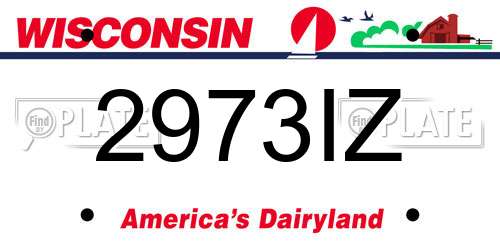 2973IZ Wisconsin License Plate