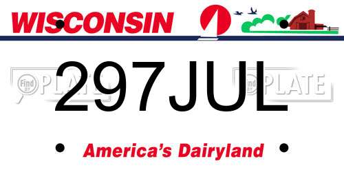 297JUL Wisconsin License Plate