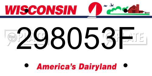 298053F Wisconsin License Plate