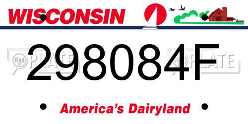 298084F Wisconsin License Plate