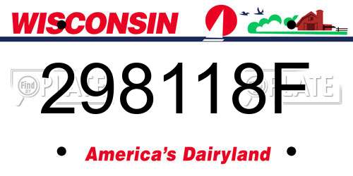 298118F Wisconsin License Plate