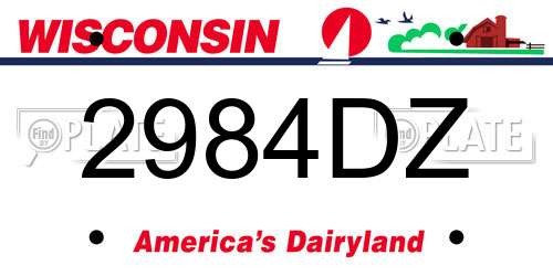 2984DZ Wisconsin License Plate
