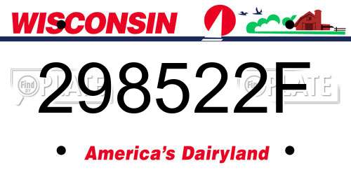 298522F Wisconsin License Plate