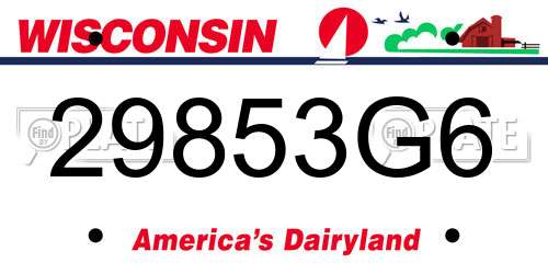 29853G6 Wisconsin License Plate
