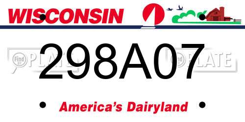 298A07 Wisconsin License Plate