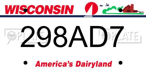 298AD7 Wisconsin License Plate