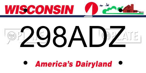 298ADZ Wisconsin License Plate