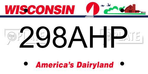 298AHP Wisconsin License Plate