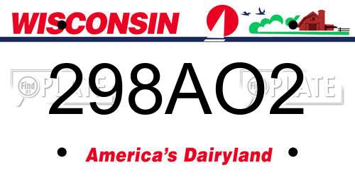298AO2 Wisconsin License Plate