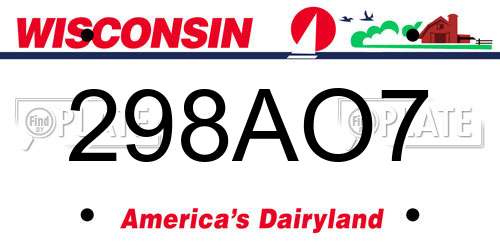 298AO7 Wisconsin License Plate
