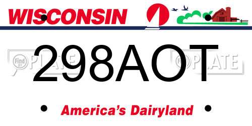 298AOT Wisconsin License Plate