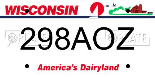 298AOZ Wisconsin License Plate