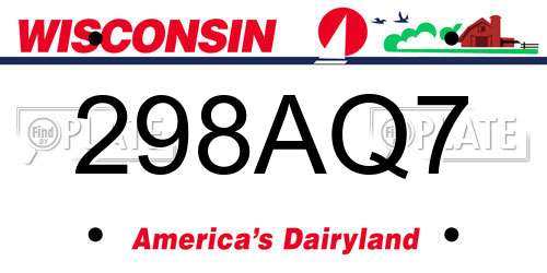 298AQ7 Wisconsin License Plate