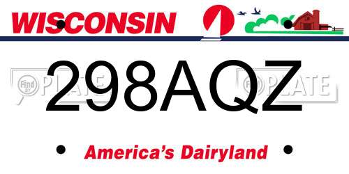 298AQZ Wisconsin License Plate