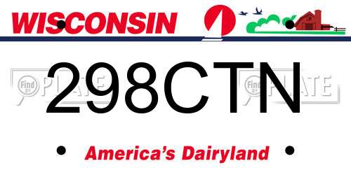 298CTN Wisconsin License Plate