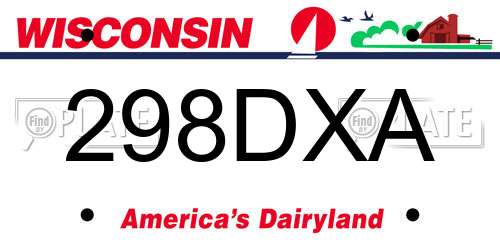 298DXA Wisconsin License Plate