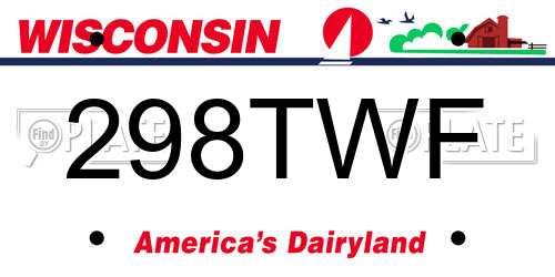 298TWF Wisconsin License Plate