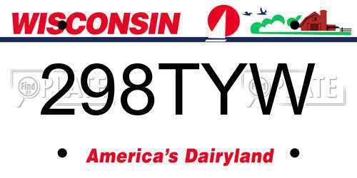 298TYW Wisconsin License Plate